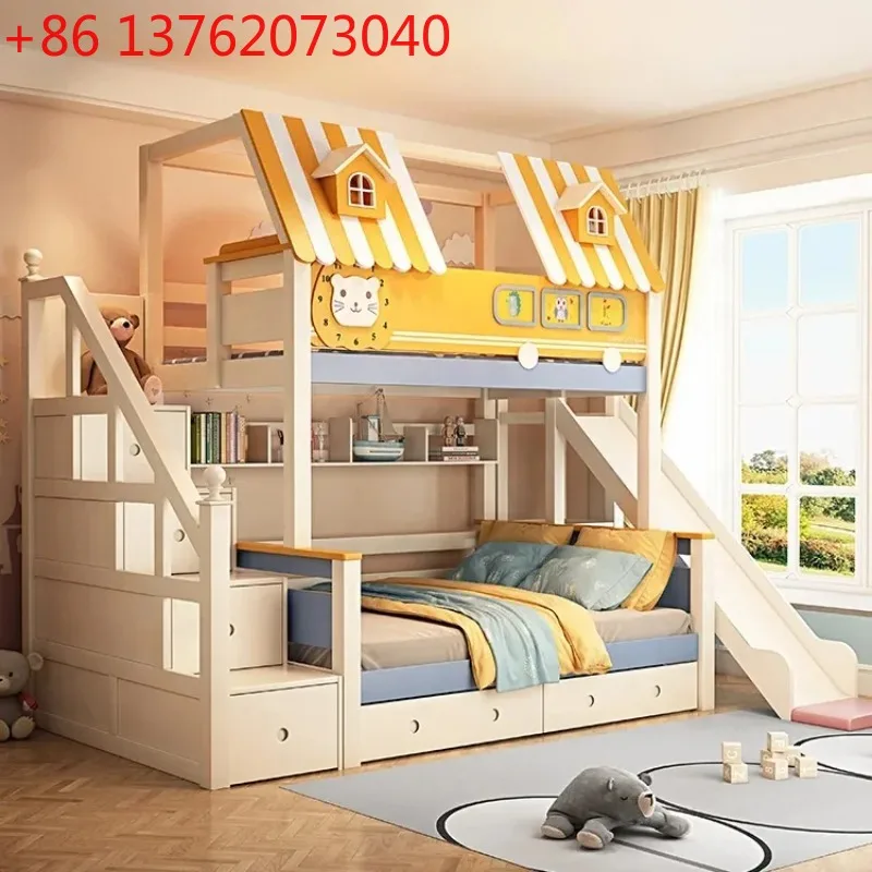 Bunk Bed With Stairs And Slide - سرير أطفال خشبي من نوع لوفت