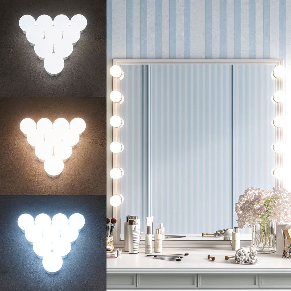 Dressing Table Vanity With Lighted Mirror - مصباح LED قابل للتعتيم لطاولة الزينة،