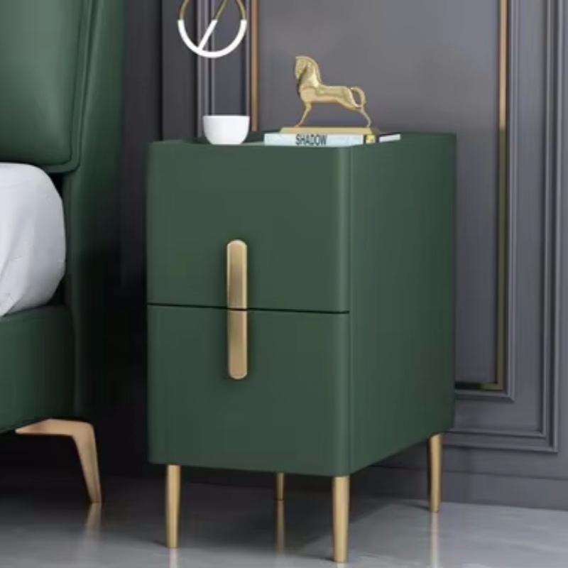 Solid Wood Nightstand 2 Drawers - طاولة سرير خشبية ضيقة بلون واحد