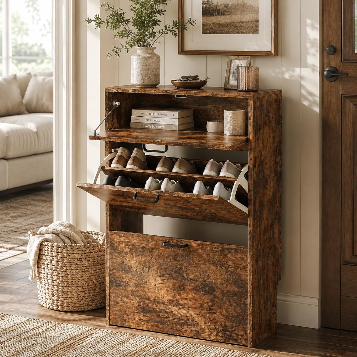 Shoe Rack Cabinet Narrow Entryway - # خزانة أحذية نحيفة مع 2
