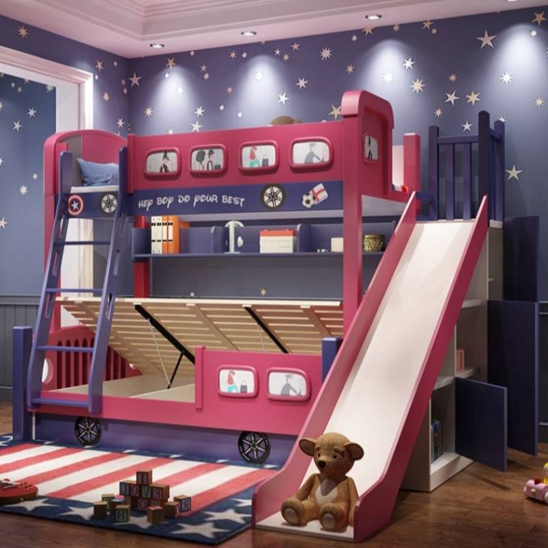 Bunk Bed With Stairs And Slide - سرير أطفال عصري للبنات مع منزلق،