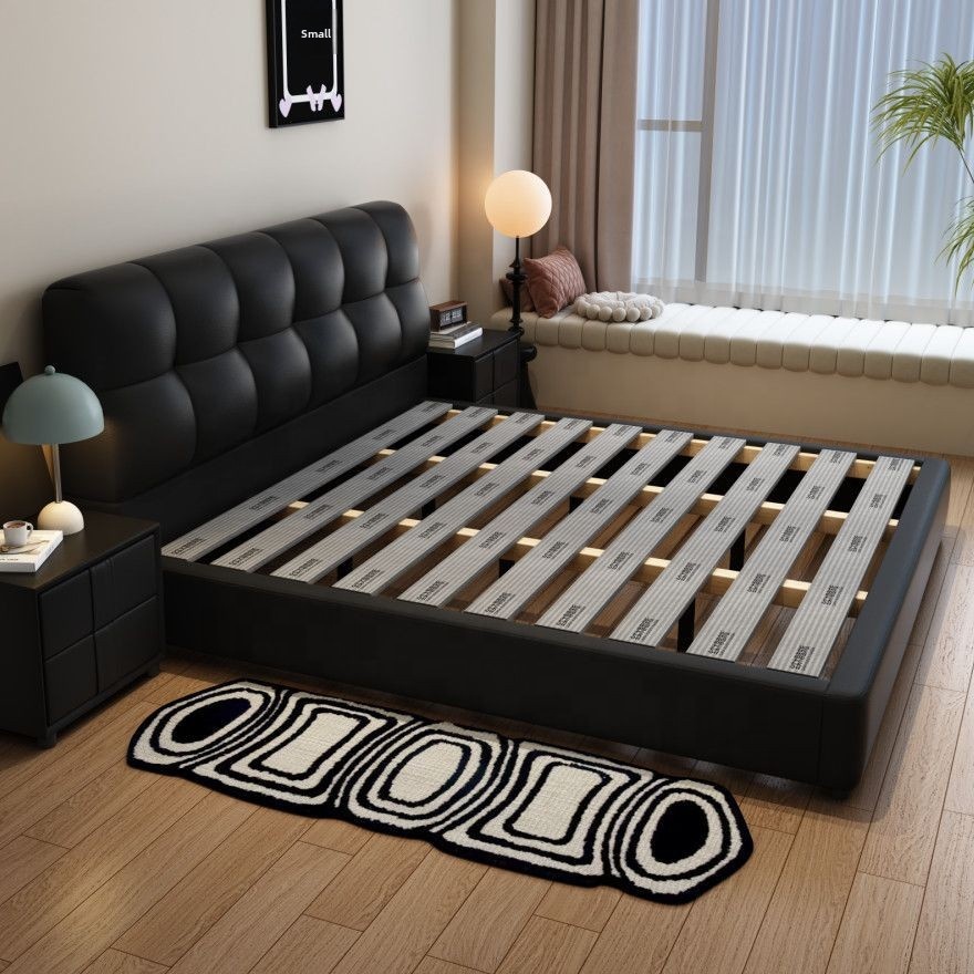 # إطار سرير جلدي أسود مبطن مع  - مراجعة King Size Bed Frame With Storage Drawers وسعره