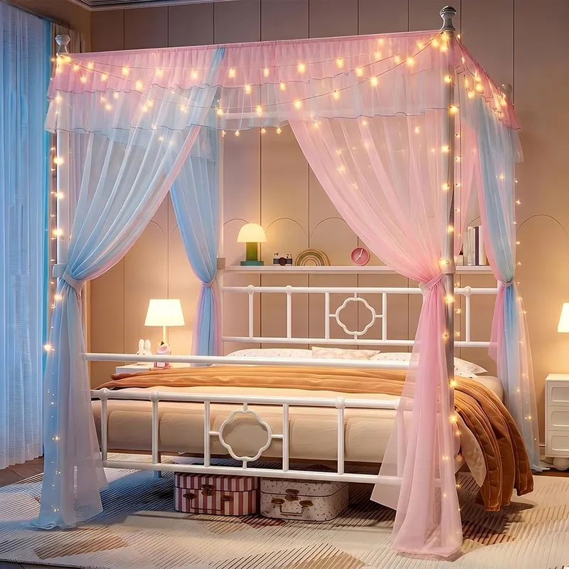 إطار سرير كوين مع مظلة ومسند ر - مراجعة Canopy Bed Frame Metal Queen وسعره