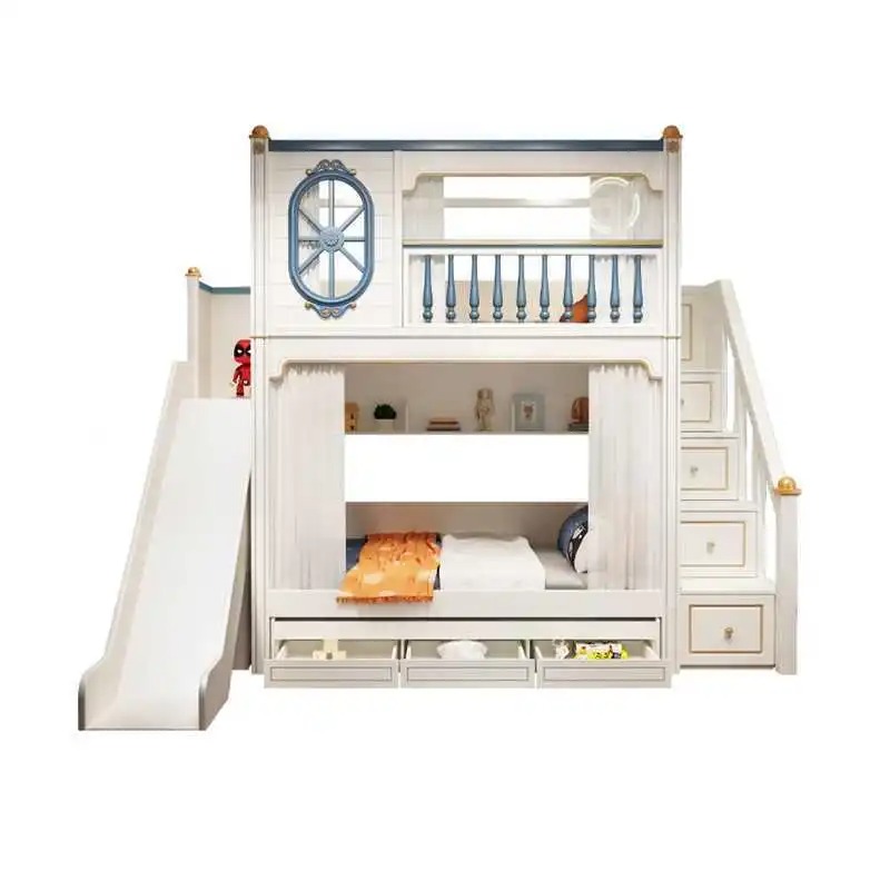 -للأثاث غرف نوم الأطفال الفاخر - مراجعة Bunk Bed With Stairs And Slide وسعره