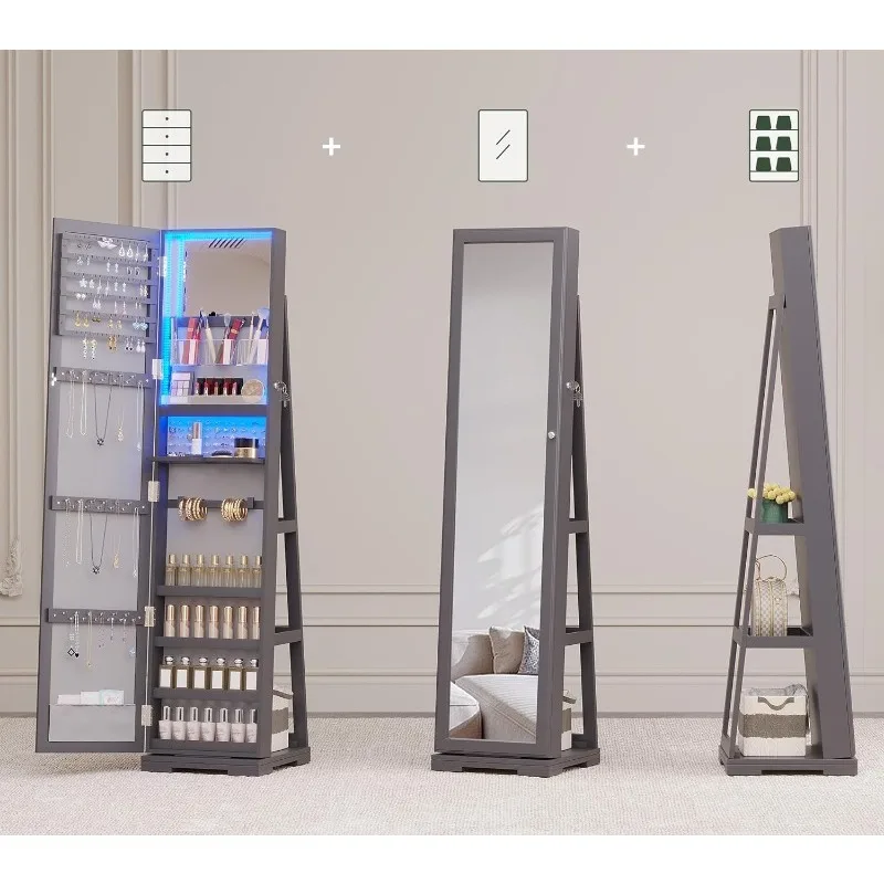 خزانة مجوهرات بإضاءة LED مع مر - مراجعة Full Length Mirror Jewelry Armoire وسعره