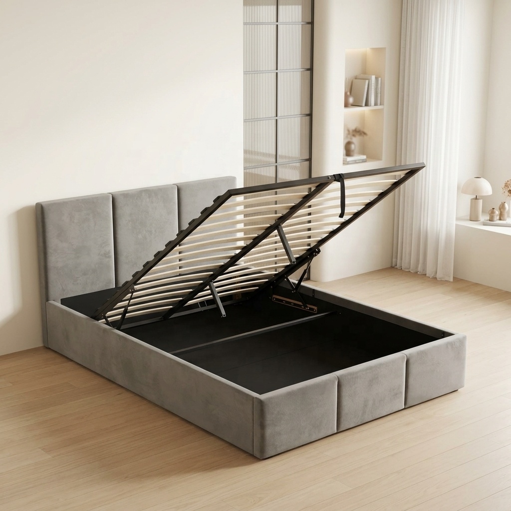 عينة مجانية: إطار سرير حديث نا - مراجعة Gas Lift Storage Bed Hydraulic وسعره