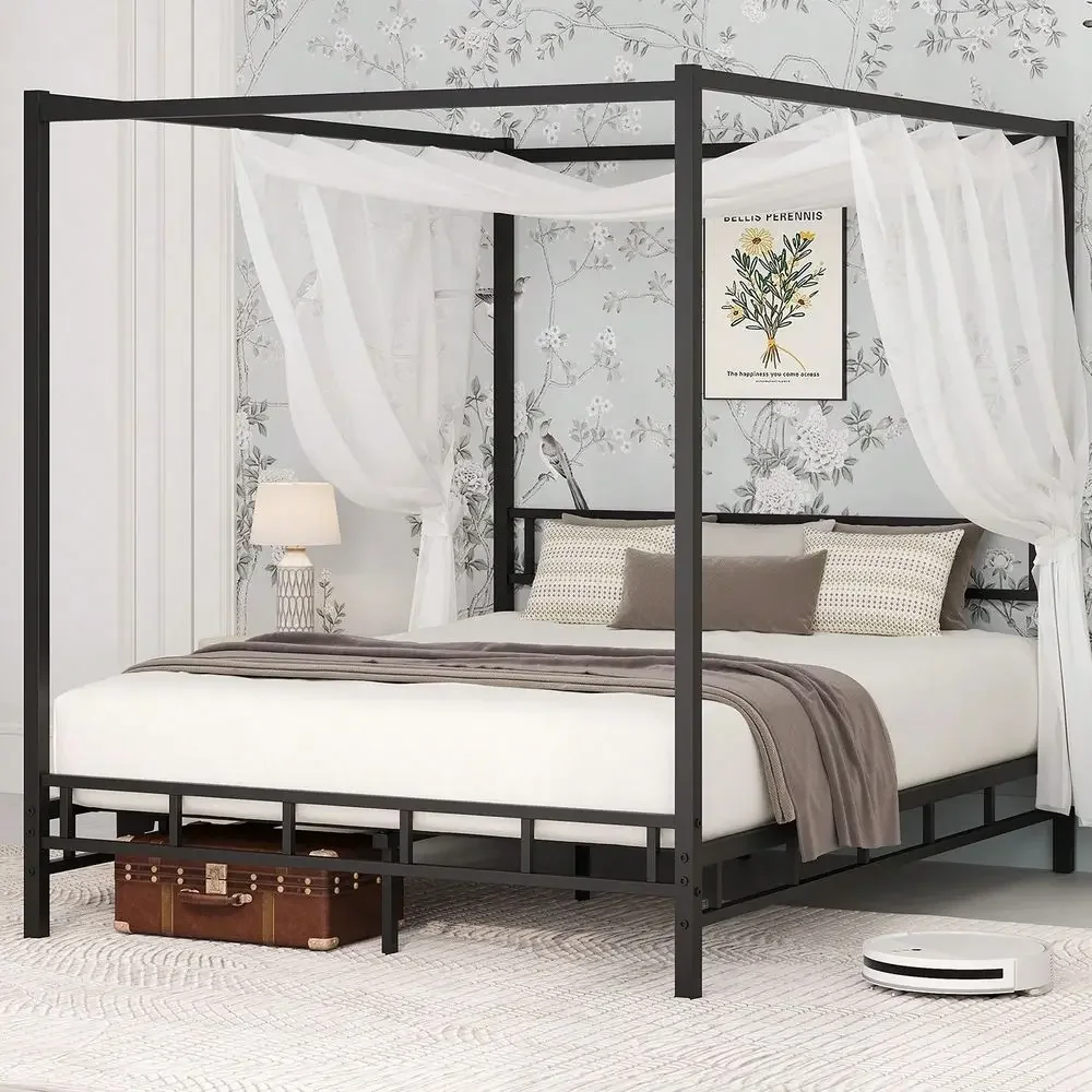 إطار سرير معدني بتصميم مظلة، إ - مراجعة Canopy Bed Frame Metal Queen وسعره