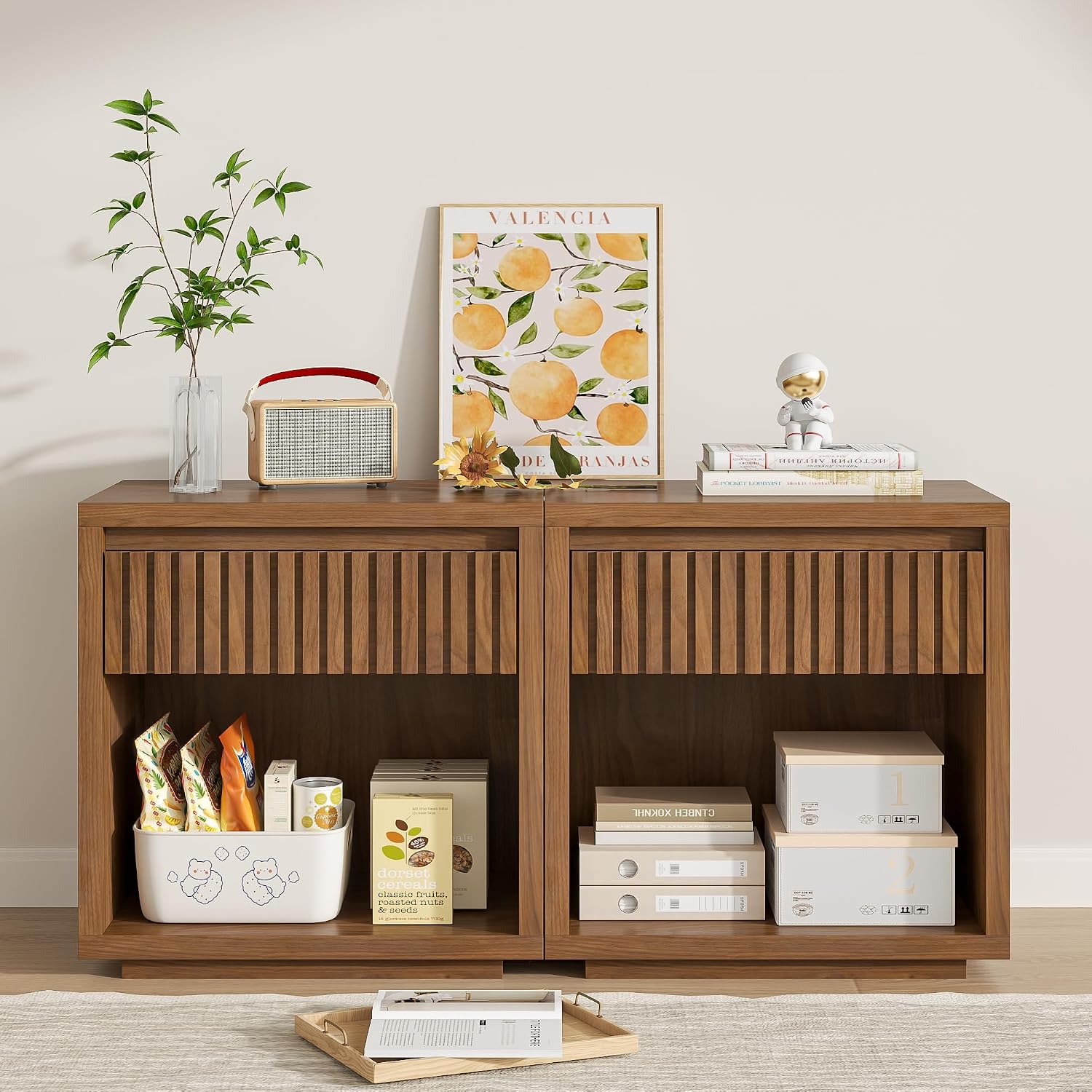 طقم من طاولتي جانبية للسرير، ك - مراجعة Solid Wood Nightstand 2 Drawers وسعره