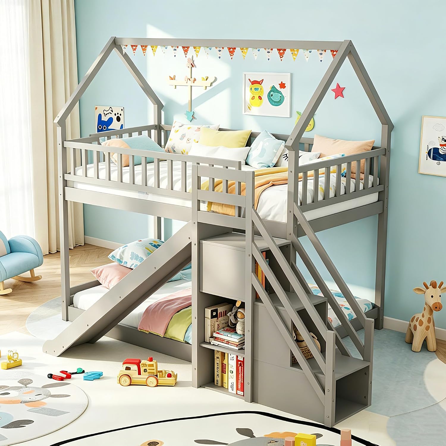 سرير بطابقين مزدوج مع سلالم من - مراجعة Bunk Bed With Stairs And Slide وسعره