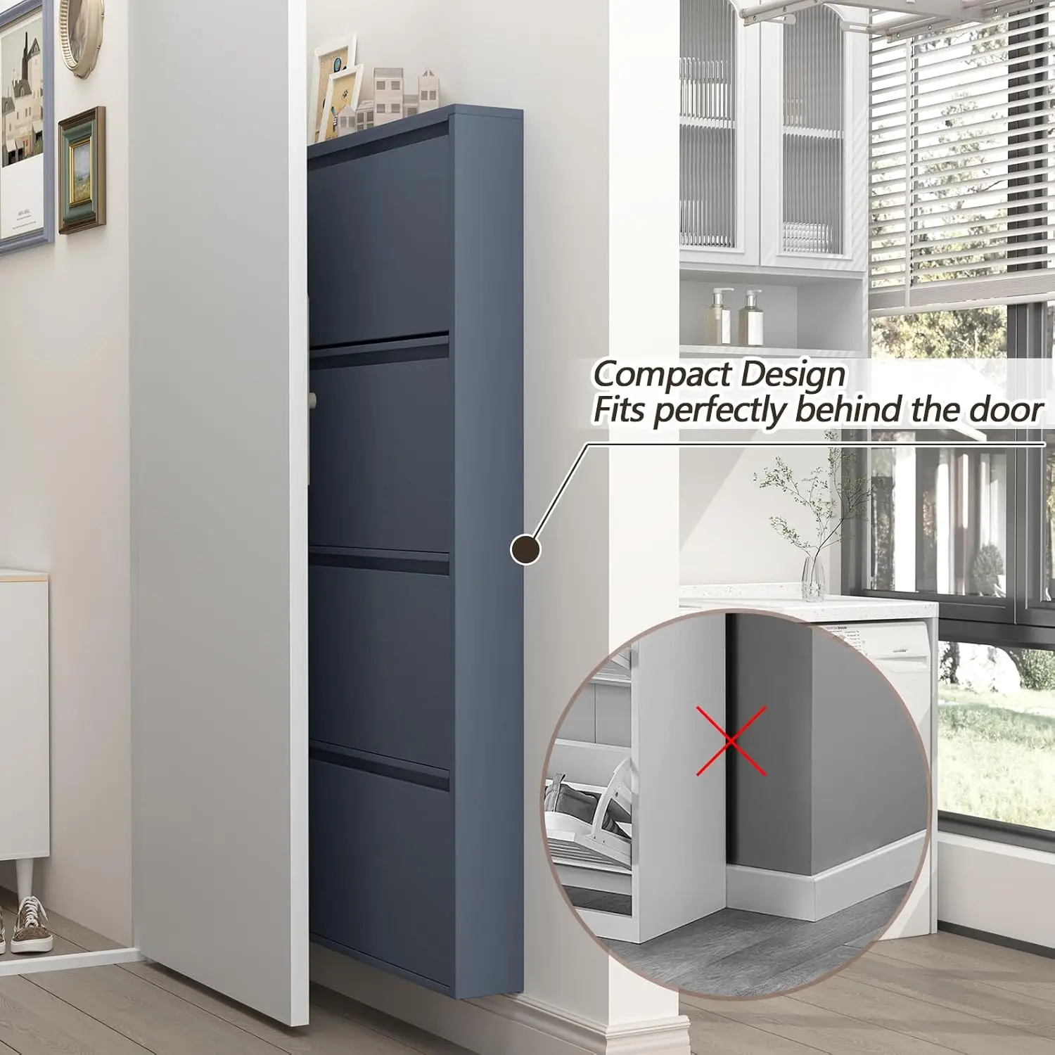 خزانة أحذية بـ 4 أدراج قابلة ل - مراجعة Shoe Rack Cabinet Narrow Entryway وسعره