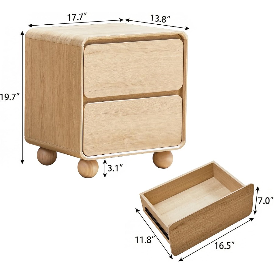 طاولة صغيرة بجانب السرير مع در - مراجعة Solid Wood Nightstand 2 Drawers وسعره