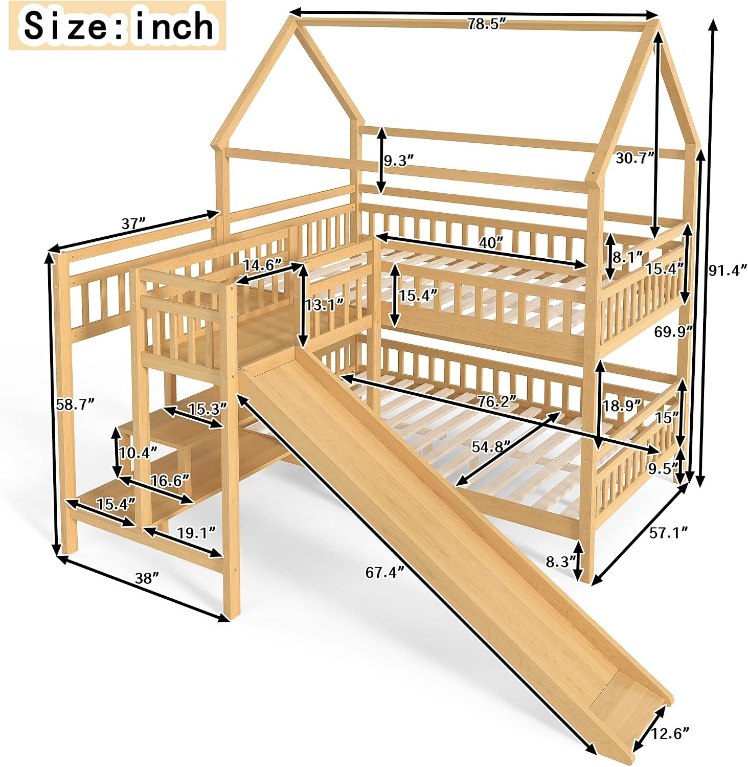 سرير بطابقين كامل الحجم مع سقف - مراجعة Bunk Bed With Stairs And Slide وسعره